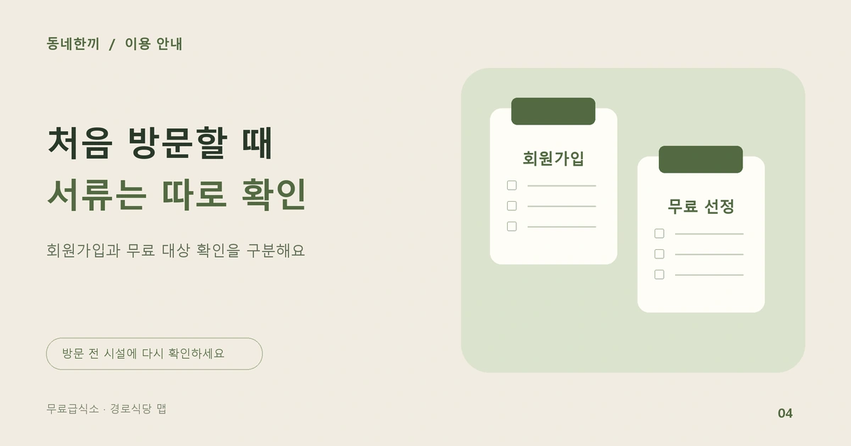회원가입용 서류와 무료 대상 확인용 서류를 구분하는 두 개의 서류철